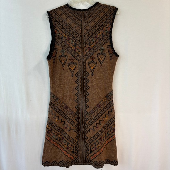 Peruvian Alpaca Blend Vest Boho Ethnic Pattern Long Sweater Vest Women's M - Picture 5 of 11